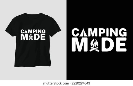 Camping Mode SVG Design with Camp, Tent, Mountain, Jangle, Tree, Ribbon, Hiking silhouette