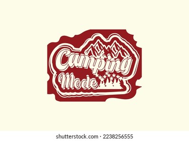 Camping mode t shirt and sticker design template