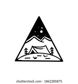 camping monoline illustration. camping and moutain