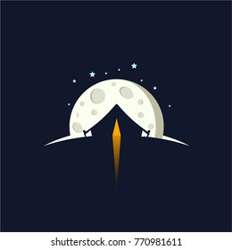 Camping with moon background