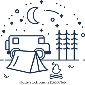 Camping with the moon and stars