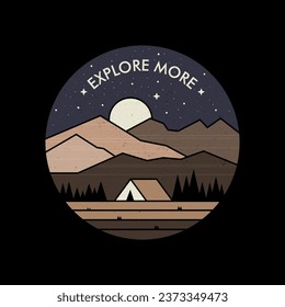 Camping in the moonlight design vector illustration for apparl, tshirt, poster etc