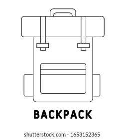  Camping y mochila de exploración de montaña. 
Icono de mochila de senderismo aislado en fondo blanco.
Conjunto de iconos de las mochilas vectoriales de línea.  Ilustración vectorial