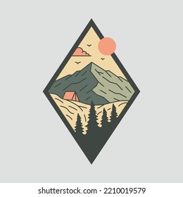 Camping and mountain graphic illustration vector art t-shirt design