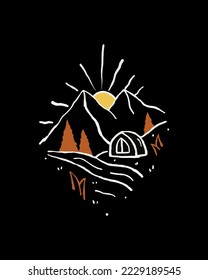 Camping mountain hand drawing vector design