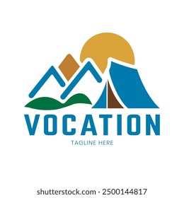 camping mountain logo, icon and symbol, with emblem vector illustration design