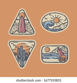 Camping mountain nature wild badge patch pin graphic illustration vector art t-shirt design