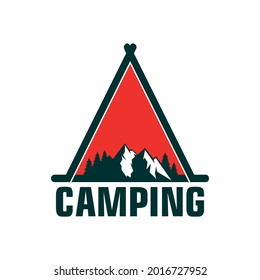camping mountain out door logo icon flat vector concept design