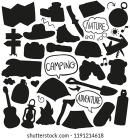 Camping Mountain Silhouette Clip Art Vector Icons