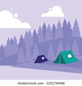 Camping and mountains design