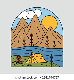 Camping and mountains graphic illustration vector art t-shirt design