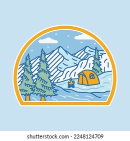 Camping and mountains graphic illustration vector art t-shirt design
