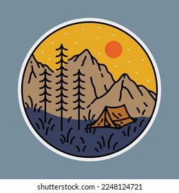 Camping and mountains graphic illustration vector art t-shirt design