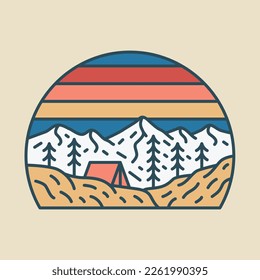 Ilustración gráfica de camping y Montañas diseño de camisetas vectoriales