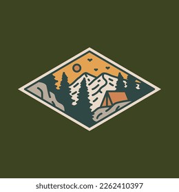 Camping and mountains graphic illustration vector art t-shirt design