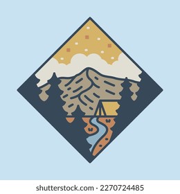 Camping and mountains graphic illustration vector art t-shirt design