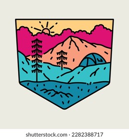 Camping and mountains graphic illustration vector art t-shirt design
