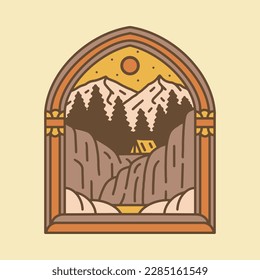 Camping and mountains graphic illustration vector art t-shirt design
