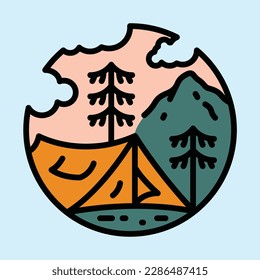 Camping and mountains graphic illustration vector art t-shirt design