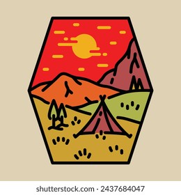 Camping and mountains graphic illustration vector art t-shirt design