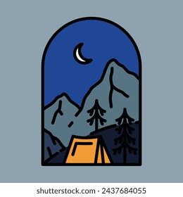 Camping and mountains graphic illustration vector art t-shirt design