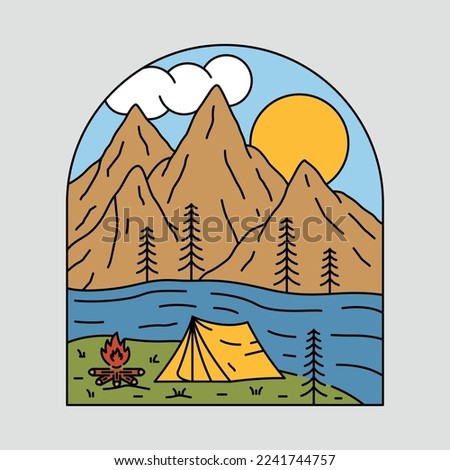 Camping and mountains graphic illustration vector art t-shirt design