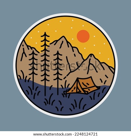 Camping and mountains graphic illustration vector art t-shirt design