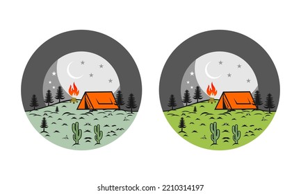 Camping in the mountains illustration 