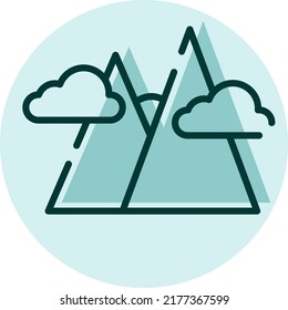 Camping mountains, illustration, vector on a white background.