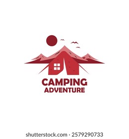 camping mountains on the background. camping in the mountain illustration vector