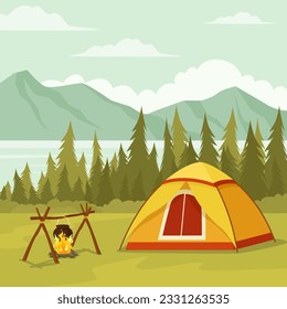 Camping in the mountains, Summer camp