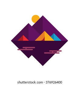 Camping in the mountains. Vector illustration.
