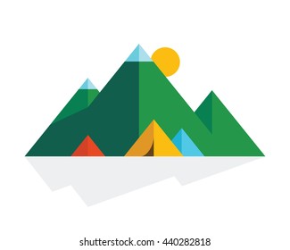 Camping in the mountains. Vector illustration.