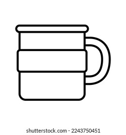 Camping mug icon. Enamel mug. Metal drinking cup. Pictogram isolated on a white background.