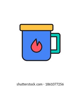 camping mug icon vector filled outline. camping equipment colored icon. isolated on white background