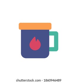 camping mug icon vector flat design. colored flat icon. isolated on white background