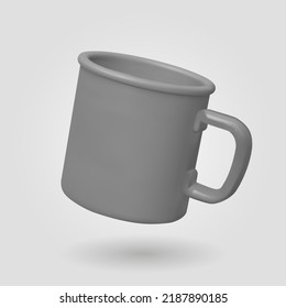 Camping Mug isolated on blue background. 3D render Vector illustration.