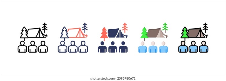 Camping Multi Style Icon Set