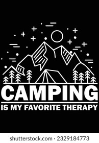 Camping is my favorite therapy vector art design, eps file. design file for t-shirt. SVG, EPS cuttable design file