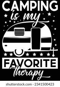 Camping is my favorite therapy vector art design, eps file. design file for t-shirt. SVG, EPS cuttable design file