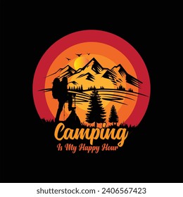 Camping is my happy hour,Camping T shirt