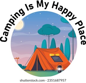 Camping is my happy place t-shirt design