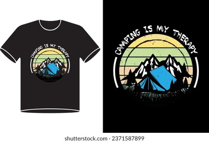 Camping is my therapy Outdoor campfire t-shirt motivational quote premium t shirt design.
