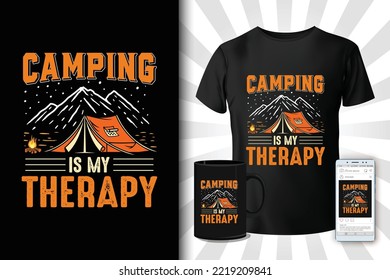 Camping is my therapy t-shirt design