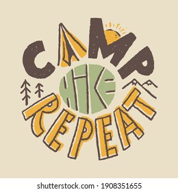 Camping nature adventure wild line badge patch pin graphic illustration vector art t-shirt design