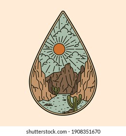 Camping nature adventure wild line badge patch pin graphic illustration vector art t-shirt design