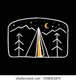 Camping Natur Abenteuer Wildline-Abzeichen Pflaster-Grafik Vektorgrafik-T-Shirt-Design