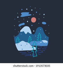 Camping nature adventure wild line badge patch pin graphic illustration vector art t-shirt design