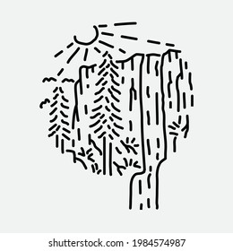 Camping nature adventure wild line badge patch pin graphic illustration vector art t-shirt design