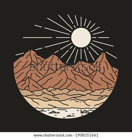 Camping nature adventure wild line badge patch pin graphic illustration vector art t-shirt design